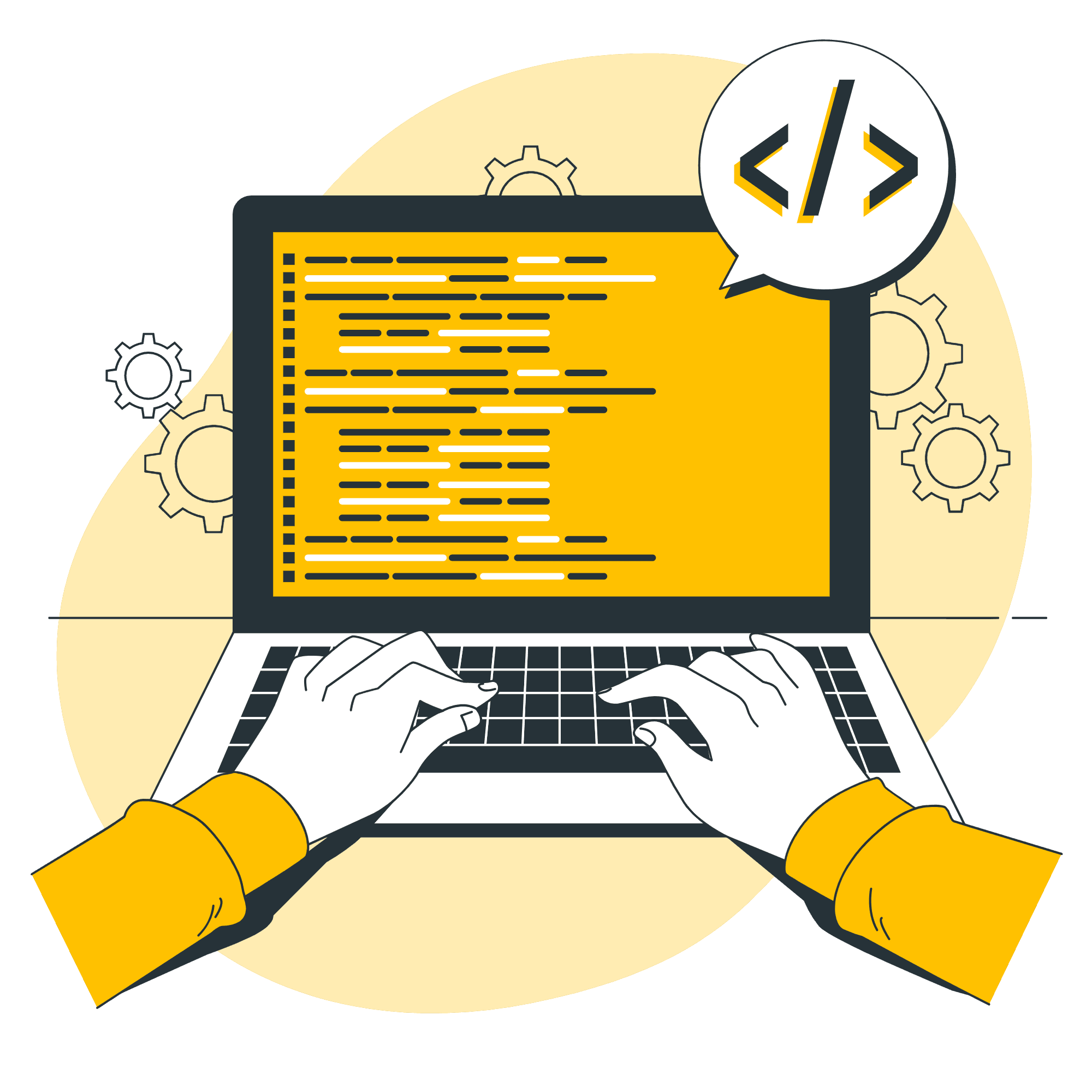 Illustration of a developer coding